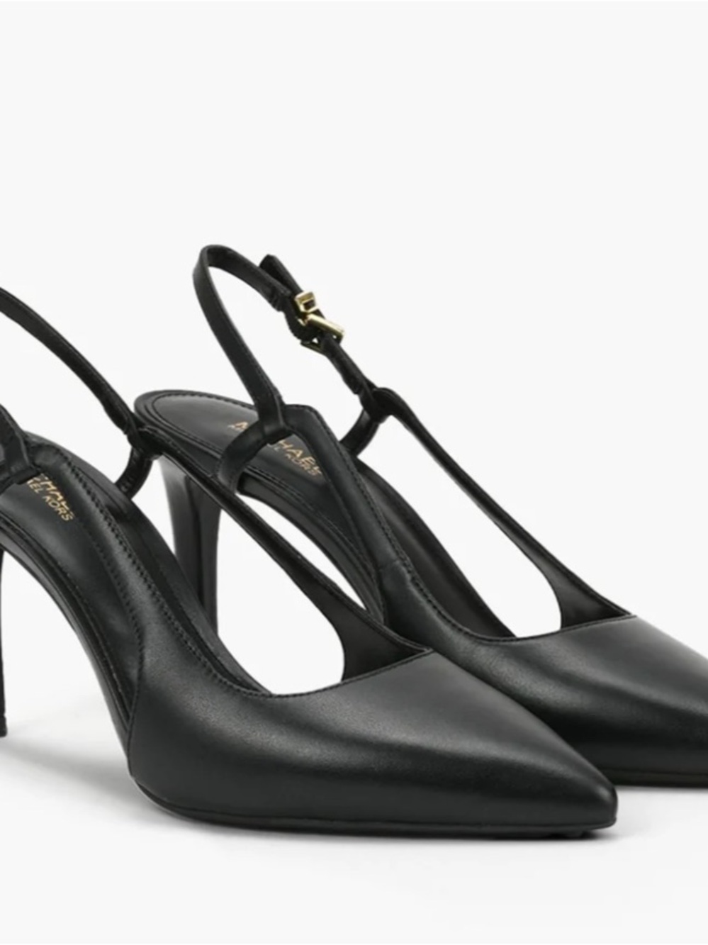 Michael. Michael Koors. Black Pointed Heels. Gold. Worn twice. 7.5
